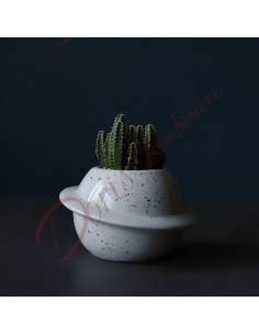 Bomboniere vaso porta pianta ceramica matrimonio comunione battesimo cresima laurea tema pianeta bianco 2