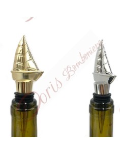 Bomboniere utili economiche originali tappo per bottiglia in metallo con barca a vela oro o argento 2