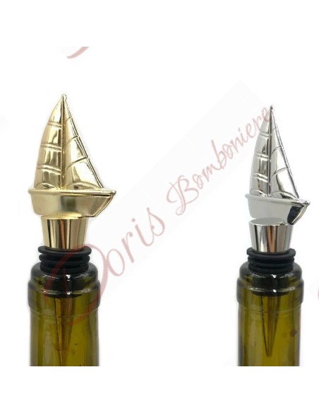 Bomboniere utili economiche originali tappo per bottiglia in metallo con barca a vela oro o argento Bomboniere utili economiche originali tappo per bottiglia in metallo con barca a vela oro o argento