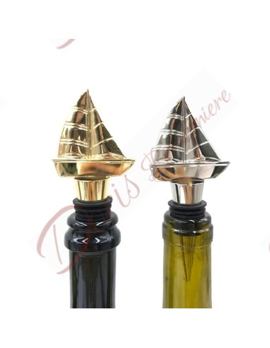 Bomboniere utili economiche originali tappo per bottiglia in metallo con barca a vela oro o argento
