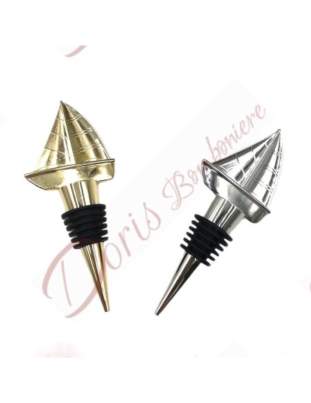 Bonbonnières de mariage bon marché utiles bouchon de bouteille en métal original avec voilier or ou argent Bonbonnières de mariage bon marché utiles bouchon de bouteille en métal original avec voilier or ou argent