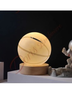 Bomboniere tema basket sfera lampada luminosa palla con base in legno sfera in vetro 6 CM