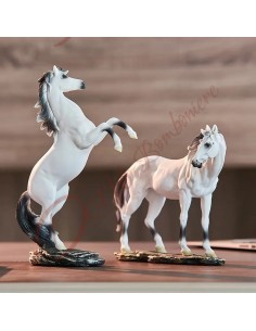 Bomboniere cavallo bianco con posizioni differenti scultura sopramobile di design e d'arredo