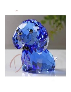 Cristal faveurs pour garçon ou fille baptême communion bleu chien chien avec noeud papillon