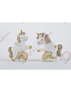 Bomboniere unicorno per battesimo nascita comunione bimba con arcobaleno 4X5.5 CM in resina MAGNETE 2