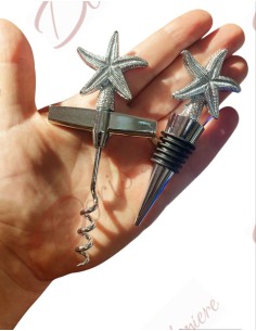 Bomboniere tema mare per matrimonio economica e utile set tappo e cavatappi stella marina 2