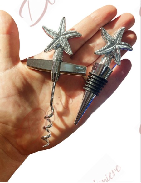 Bomboniere tema mare per matrimonio economica e utile set tappo e cavatappi stella marina Bomboniere tema mare per matrimonio economica e utile set tappo e cavatappi stella marina