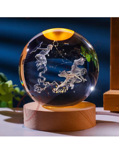 Favors signe du zodiaque poissons astrologie et astronomie lampe led 6 cm