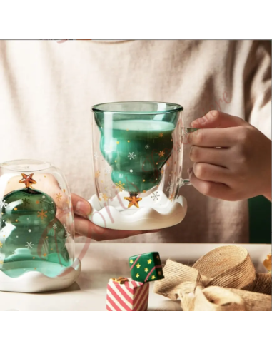 Bomboniera tazza natalizia originale con albero di natale gadget regalo 250 ml