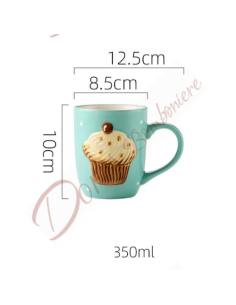 Bomboniere tema dolce tazza mug color verde con cupcake 350 ml