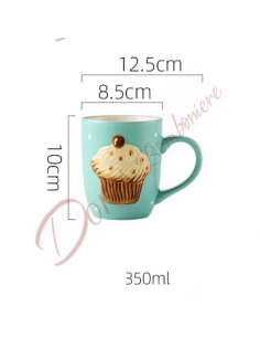 Sweet green theme mug favors with cupcake 350 ml