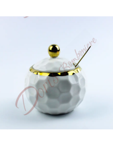 Wedding favor 2024 useful white and gold ceramic sugar bowl 275 ml