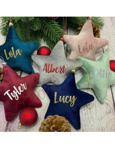 Applicazione natalizia stella in tessuto personalizzata decorazione per albero di natale 2