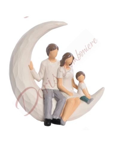 Bomboniera matrimonio e battesimo o coppia con bambino genitori e figlio con luna