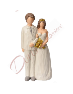 Faveurs de mariage romantiques pour couples de jeunes mariés avec bouquet et couronne