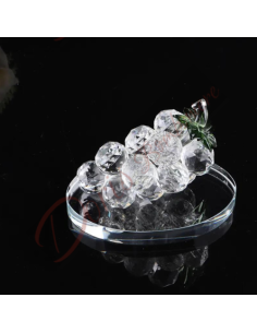 Bomboniera di cristallo grappolo di uva poggiata su base 10x5.5 cm