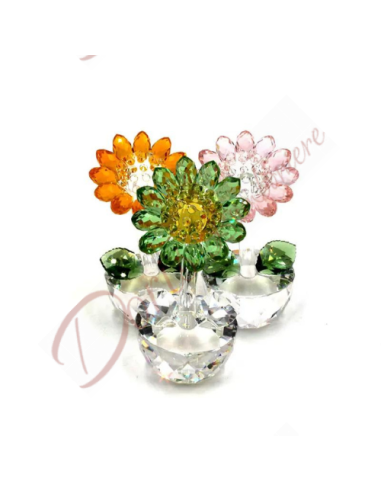 Elegant and delicate crystal flower favors with leaves, height 9 cm