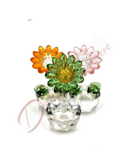 Bomboniere di cristallo elegante e delicato fiore girasole con foglie Bomboniere di cristallo elegante e delicato fiore girasole con foglie