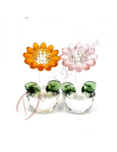 Bomboniere di cristallo elegante e delicato fiore girasole con foglie 2