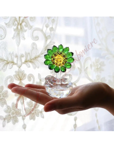 Elegante und zarte Blumengeschenke aus Kristall mit Blättern, Höhe 9 cm