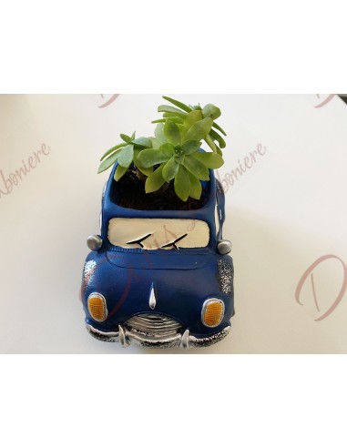 Geschenk für Spielzeugauto, blaues Auto, Pflanzenhalter, Taufe, Kommunion, Konfirmation