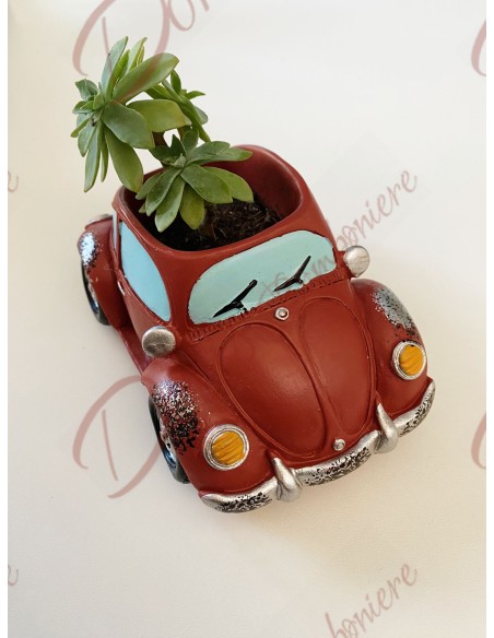 Faveur de vase de jardinière succulente de voiture rouge pour les bébés garçons Faveur de vase de jardinière succulente de voiture rouge pour les bébés garçons