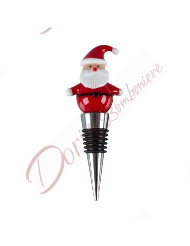 Bomboniere natalizie utile tappo per bottiglia gadget regalo con babbo natale in vetro