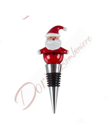 Bomboniere natalizie utile tappo per bottiglia gadget regalo con babbo natale in vetro Bomboniere natalizie utile tappo per bottiglia gadget regalo con babbo natale in vetro