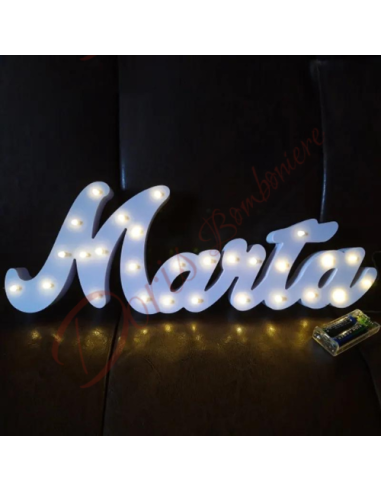 Nome per allestimento luminoso funzionamento con pile personalizzato 50 cm