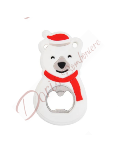 Weihnachtsgeschenk oder Gadget, Flaschenöffner, Teddybär mit Mütze und Schal. Maße 10x8x10 cm