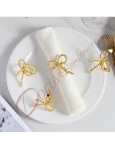 Porta tovaglioli fiocco in metallo oro gadget allestimento matrimonio evento festa aziendale