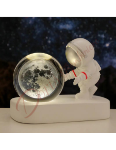 Bomboniera astronauta lampada a led in vetro con luna