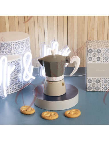 Cadeaux de mariage utiles cafetière moka gris tourterelle 2 tasses Claraluna 2024