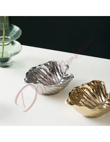 Bomboniere nozze d'oro o nozze d'argento matrimonio svuotatasche foglia in ceramica Bomboniere nozze d'oro o nozze d'argento matrimonio svuotatasche foglia in ceramica
