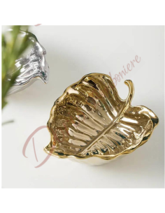 Bomboniere nozze d'oro o nozze d'argento matrimonio svuotatasche foglia in ceramica 2