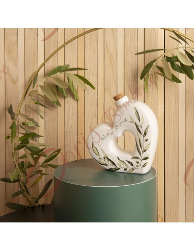 Bomboniera matrimonio oliera porta olio in ceramica a forma di cuore collezione claraluna 2024