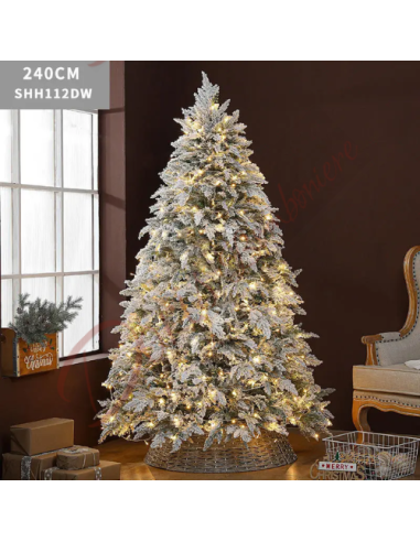 Sapin de Noël modèle Snowy Lapland avec lumières intégrées, hauteur 240 cm