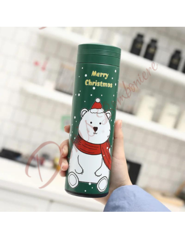 Christmas favor gadget Christmas event green water bottle with 0.5L Santa Claus bear