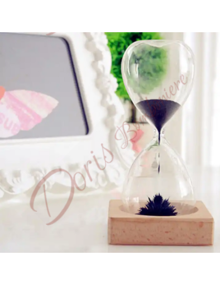 Faveur de sablier magnétique avec base en bois