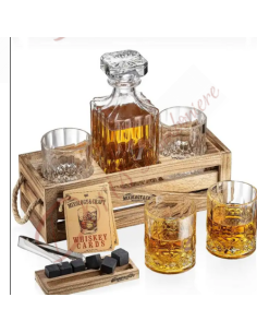 Bomboniera tema liquori whisky gadget utile bottiglia con set 2 bicchieri