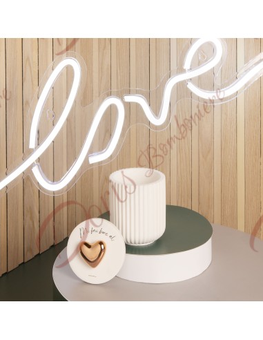 Boîte à dragées de mariage cercueil blanc avec coeur en OR ROSE 24111