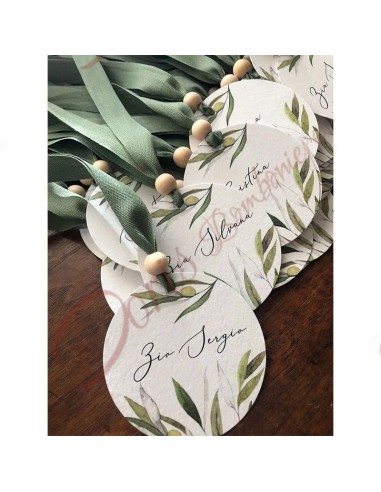 Olive tree themed placeholder with fabric cord, print and personalized creation