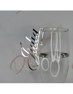 Plexiglass placeholder with glass holder for wedding table setting