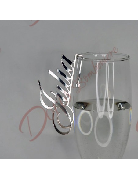 Segnaposto in plexiglass con gangio per bicchiere allestimento tavola nuziale Segnaposto in plexiglass con gangio per bicchiere allestimento tavola nuziale