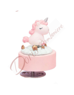 Music box favors with unicorn for baby girl's baptism, birth, birthday