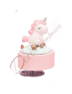 Music box favors with unicorn for baby girl's baptism, birth, birthday