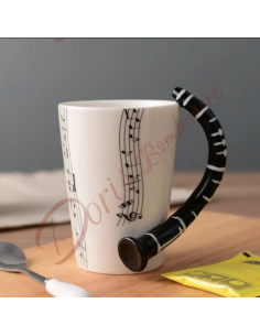 Bomboniere clarinetto originale e utile tazza a tema musicale con nome e pentagramma