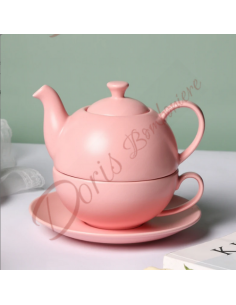 Useful wedding favor, matt PINK porcelain teapot with cup and saucer