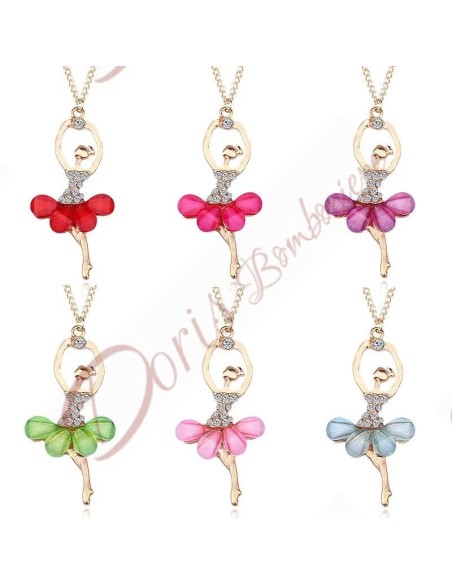 Applicazione bomboniere ballerine oro con strass e petali tutu colorati ciondolo charm Applicazione bomboniere ballerine oro con strass e petali tutu colorati ciondolo charm
