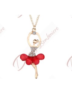 Applicazione bomboniere ballerine oro con strass e petali tutu colorati ciondolo charm 2